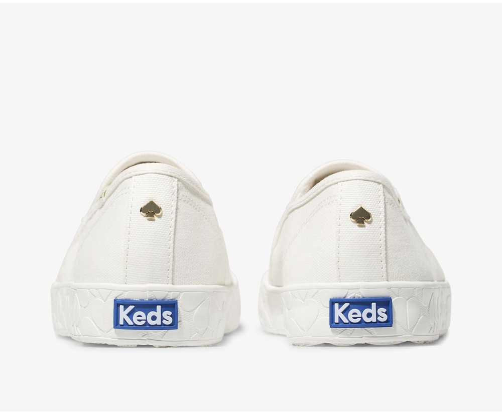 Keds Slip Ons Damen Weiß - Kate Spade New York Double Decker Logo Foxing - VYJ-243810